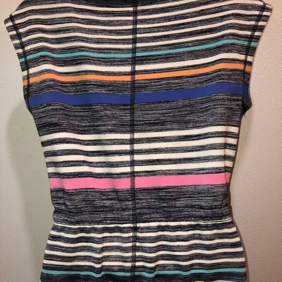 T by TALBOTS Small Multicolor Stripe Shift Dress Sleeveless Cotton Blend Pockets - Picture 9 of 11